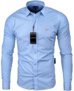 Koszule męskie - Emporio Armani Koszula Slim Fit Błękitna Z Gumowym Logo Nowy Model /m - miniaturka - grafika 1