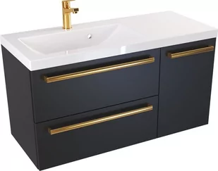 Szafka z Umywalką ATHOS BLACK 90 cm D L MAT - Uchwyt Złoty - Szafki łazienkowe - miniaturka - grafika 1