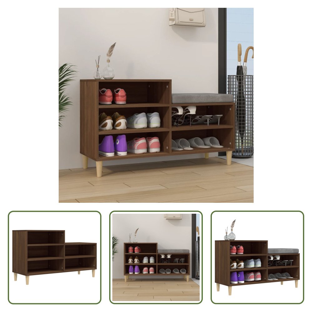 The Living Store Brązowy dębowy stojak na buty 102x36x60 cm materiał drewnopochodny
