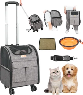 VEVOR wózek dla psa Składany plecak dla psa Nośność maks. 8,1 kg Torba transportowa z tkaniny 600D Oxford Wózek dla psa z 5 kieszeniami do przechowywania Wózek dla zwierząt Idealny do podróży samochodem lub wycieczek - Torebki damskie - miniaturka - grafika 1