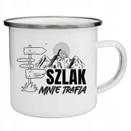 Kubki - KUBEK Stalowy Emaliowany 250 ml BIAŁY SZLAK MNIE TRAFIA Górskie Góry Wzory - miniaturka - grafika 1