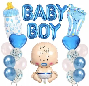 BALONY n a Powitanie Chłopca Baby Boy Baby Shower Zestaw Balonów 24szt - Baby shower i roczek - miniaturka - grafika 1