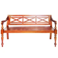 Ławki do przedpokoju - VidaXL Lumarko Ławka Batavia, 123 cm, lite drewno mahoniowe, ciemnobrązowa 337079 VidaXL - miniaturka - grafika 1