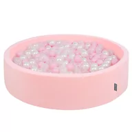 Suche baseny - KiddyMoon, suchy basen okrągły z piłeczkami 7cm 120x30 różowy: pudrowy róż-perła-transparent 120x30/1000piłek - miniaturka - grafika 1
