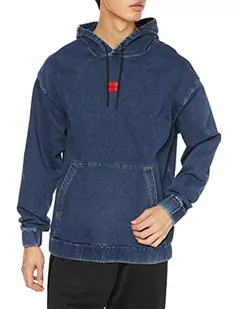HUGO Męska bluza z kapturem 020 z czerwonym logo, NIEBIESKI, L - Bluzy męskie - miniaturka - grafika 1