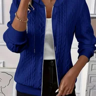 Kurtki damskie - TEMU Circle Circle Moda Damska Kurtka Zamek, Jednokolorowa Casualowa Wszechstronna Bluza z Kapturem i Długim Rękawem - miniaturka - grafika 1