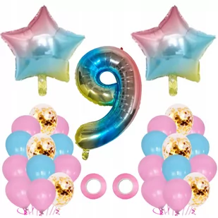 Zestaw Balonów Urodziny 29Sztuk Tęczowe Jednorożec - Urodziny dziecka - miniaturka - grafika 1