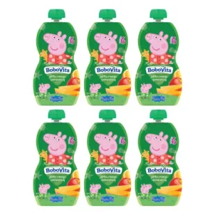 BoboVita Świnka Peppa Mus jabłko mango pomarańcza po 6 miesiącu Zgrzewka 6 x 100 g - Desery dla dzieci - miniaturka - grafika 1