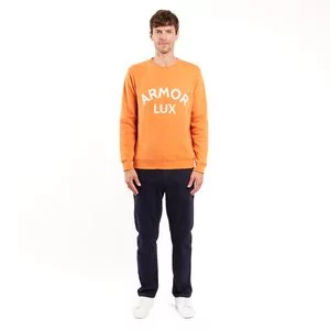 Swetry męskie - Bluza bawełniana z nadrukiem Armor Lux Heritage Sweatshirt - Rusty - grafika 1