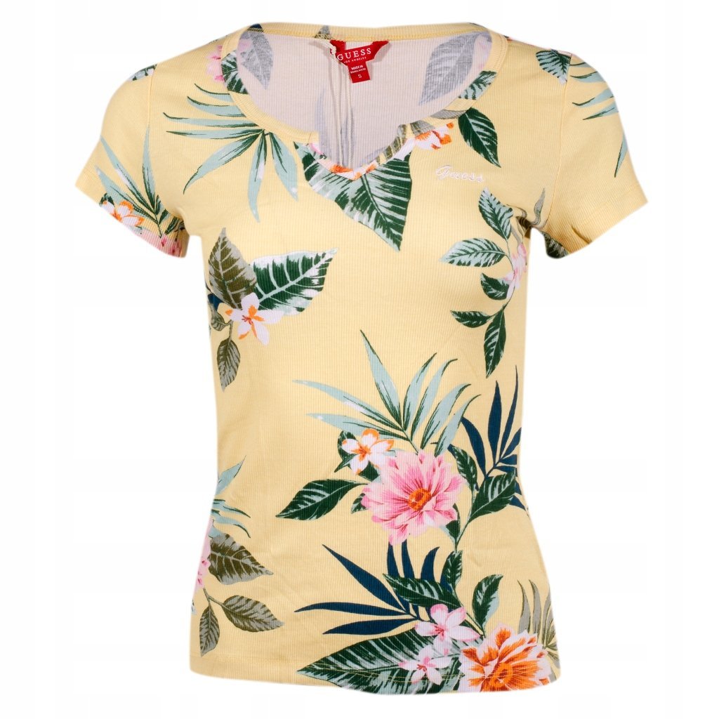 T-Shirt Damski GUESS Logo W1YI97 JA911 Żółty