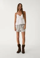 Koszule damskie - Stradivarius Top na ramiączkach z wiązaniem Biały XXS - miniaturka - grafika 1