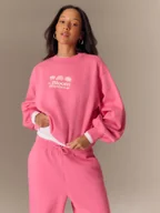 Bluzy damskie - 4F Bluza dresowa loose bez kaptura damska - różowa XS - miniaturka - grafika 1