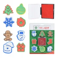 Zabawki kreatywne - Stemple Świąteczne Pieczątki Zestaw Stempli 8 szt Stempelki Prezent TUSZ - miniaturka - grafika 1