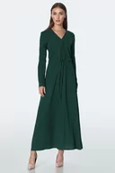Sukienki - Długa sukienka  w kolorze butelkowej zieleni - S154 (kolor zielony, rozmiar 40) - miniaturka - grafika 1