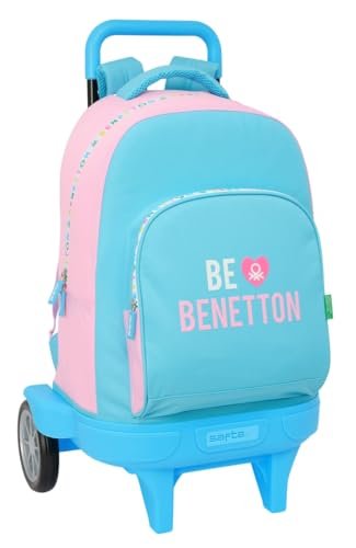 Safta BENETTON UNIQUE - Duży plecak na kółkach, Compact Evolution, zdejmowany, idealny dla dzieci w różnym wieku, wygodny i wszechstronny, jakość i wytrzymałość, 33 x 22 x 45 cm, Wielobarwna, M,