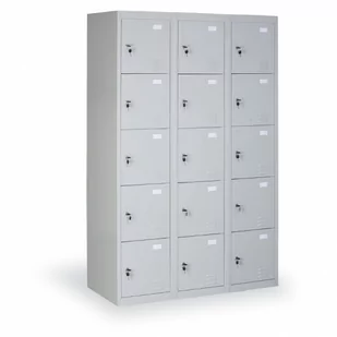 Szafka ubraniowa ze schowkami, 15 szafek, szara - Szafki BHP - miniaturka - grafika 1