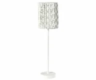 Lampy stojące - Boho Lampa stołowa, biała, abażur drewniane kulki - miniaturka - grafika 1