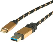 Kable USB - Roline USB 0.5M Kabel USB 3.2 Gen 2 (3.1 Gen 2) USB A USB C Czarny, Złoty - miniaturka - grafika 1