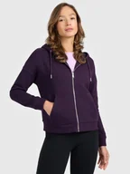 Bluzy damskie - 4F Bluza dresowa rozpinana z kapturem damska - fioletowa XXL - miniaturka - grafika 1