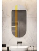 Lustra - Lustro owalne z dekoracyjnym paskiem w złotym połysku - EMMA, Wymiar: 80x160 - miniaturka - grafika 1