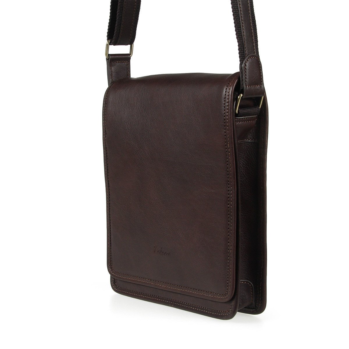 SKÓRZANA TORBA LISTONOSZKA RAPORTÓWKA SKÓRA ciemny brąz