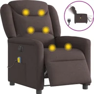 Fotele - vidaXL vidaXL Rozkładany fotel masujący, elektryczny, ciemny brąz, tkanina - miniaturka - grafika 1