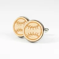 Spinki do mankietów i krawatów - Spinki do mankietów drewniane - Piłka - Baseball - miniaturka - grafika 1