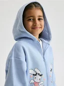 Bluzki dla dziewczynek - Reserved - Rozpinana bluza z kapturem i nadrukiem - jasnoniebieski - miniaturka - grafika 1