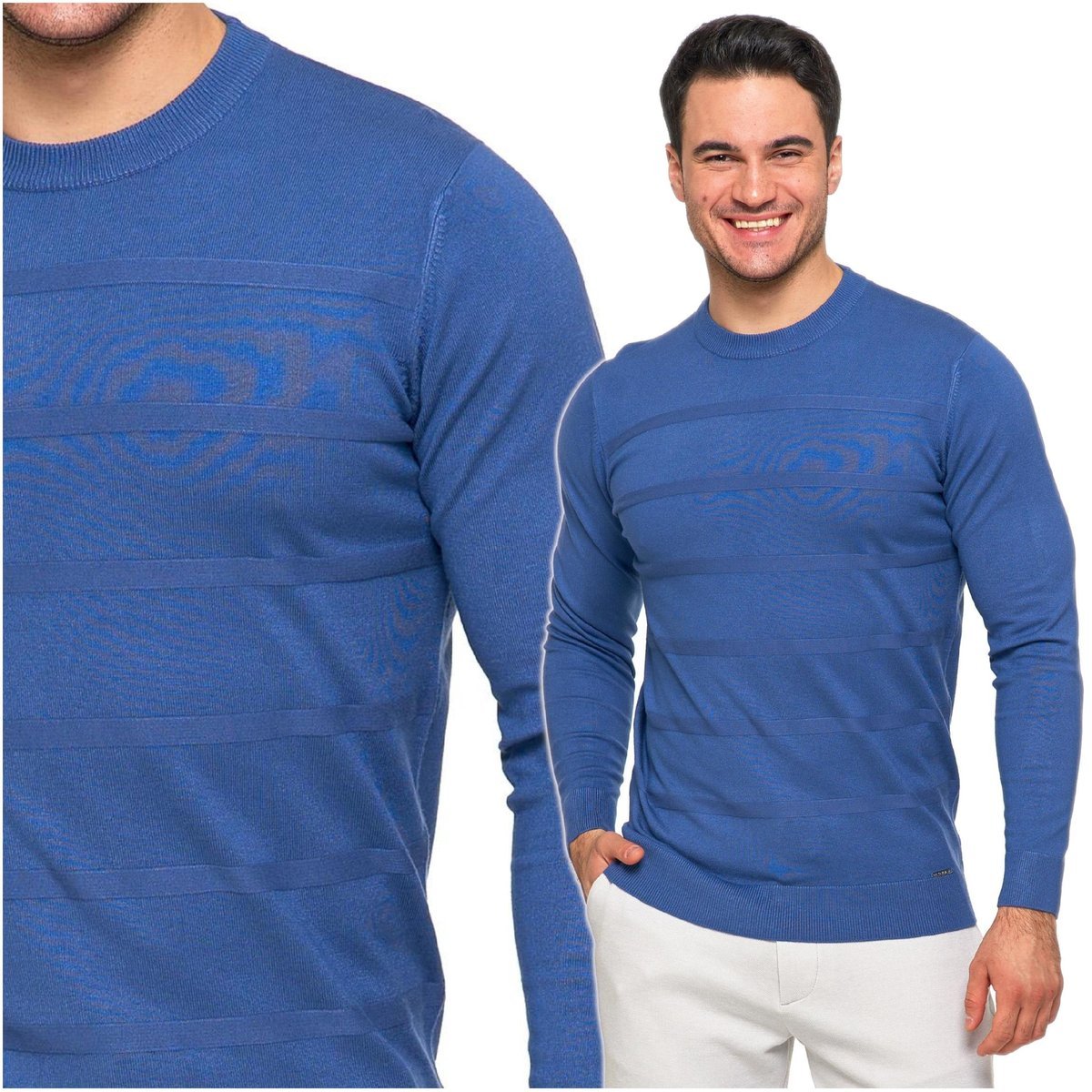 Elegancki Sweter Męski Okrągły Dekolt Klasyczny z Wiskozy Wygodny MORAJ XL