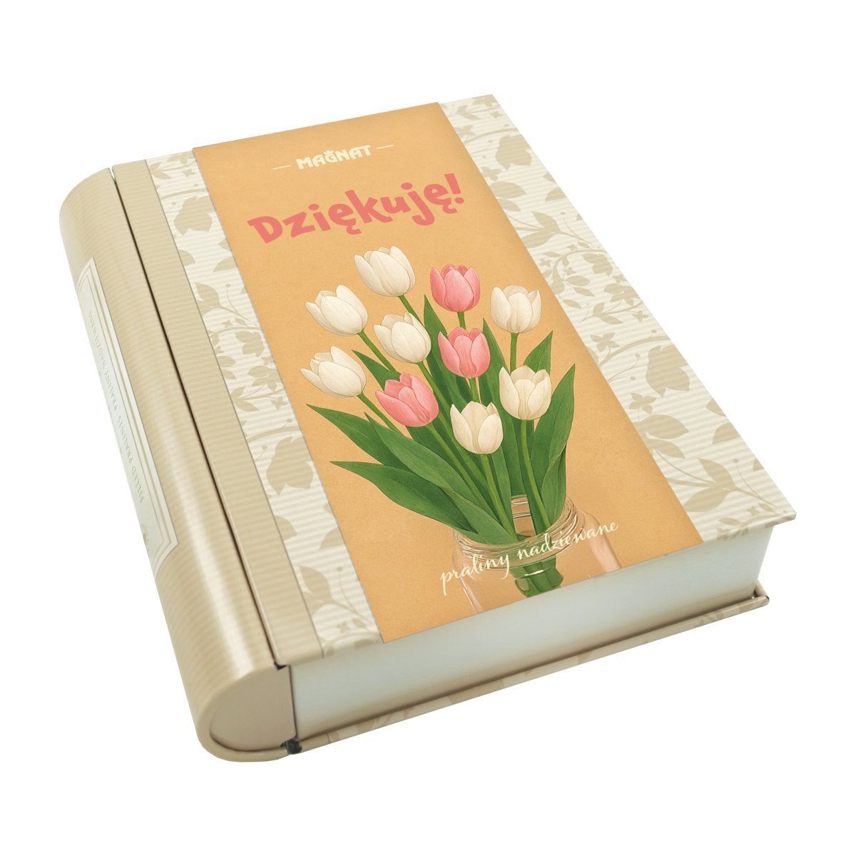 PUSZKA-KSIĄŻKA Z PRALINAMI Z CZEKOLADY MLECZNEJ Z NADZ. TRUFLOWYM I WANILIOWYM