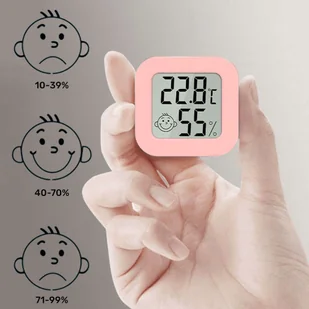 Stacja pogodowa x2 Mini Higrometr pogody Alogy Smiley LCD cyfrowy termometr czujnik temperatury i wilgotności Różowy - Stacje pogodowe - miniaturka - grafika 5