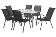 Meble ogrodowe metalowe Sevilla 145 cm Grey / Black 6+1