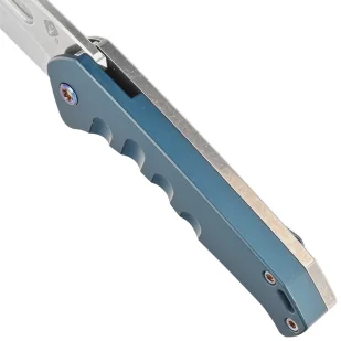 Nóż składany Medford Praetorian Swift FL Flipper Tumbled Blade, Blue Handle, Flamed HW/Clip, S45VN (MKFF2064TD-44TM-TFCF-Q4) - Noże - miniaturka - grafika 4