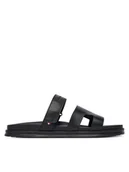 Klapki i japonki męskie - Tommy Hilfiger Klapki Adjustable Premium Lth Sandal FM0FM05773 Czarny - miniaturka - grafika 1
