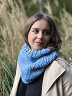 Apaszki i szaliki damskie - WOOLY niebieski wełniany komin tuba- błękit - miniaturka - grafika 1