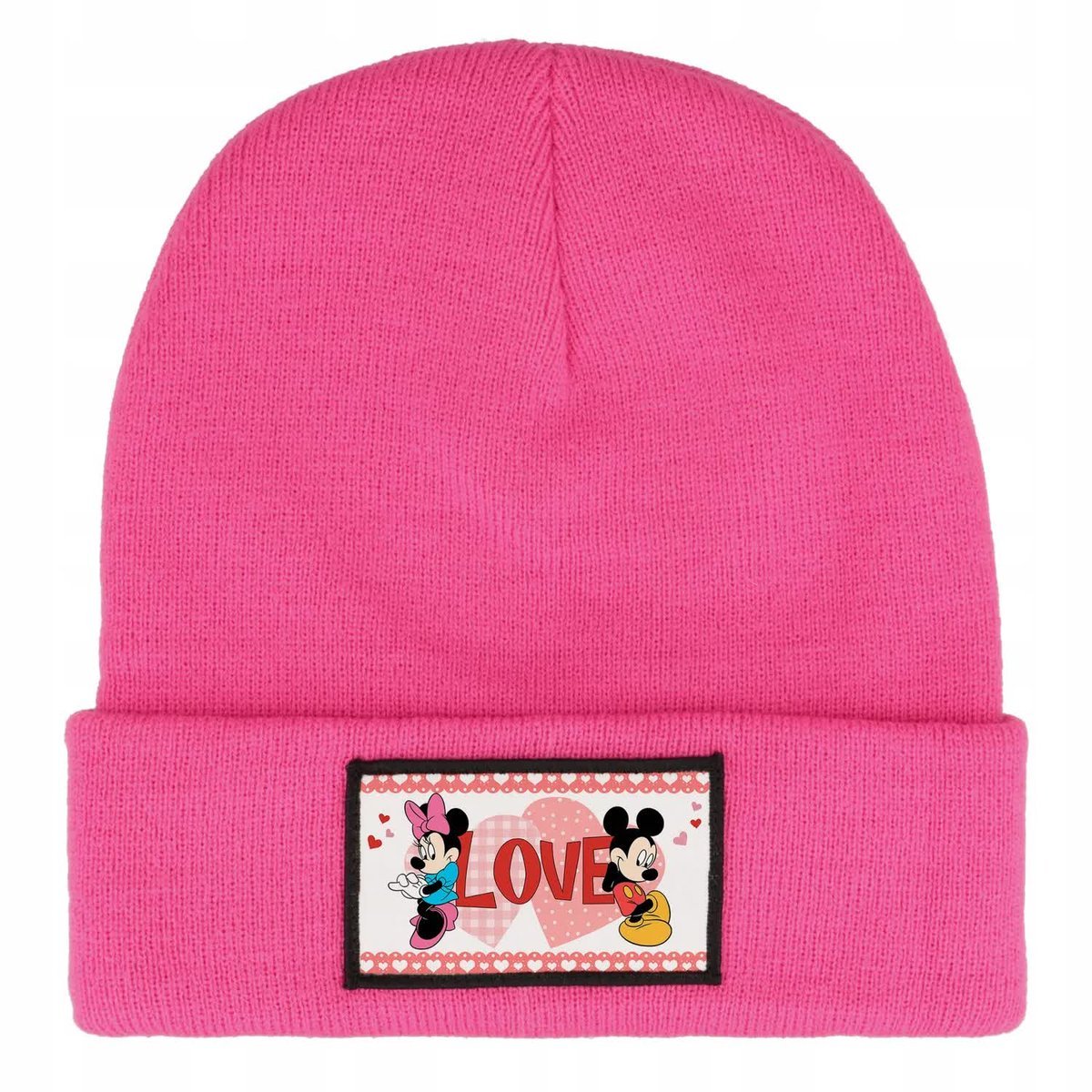 Czapka Zimowa Dziecięca LOVE MICKEY & MINNIE Myszki Prezent Wzory Różowa