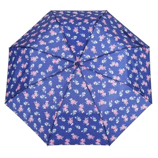 Parasol damski Perletti Basic Mini półautomatyczny składany niebieski w kwiaty - Parasole - miniaturka - grafika 1
