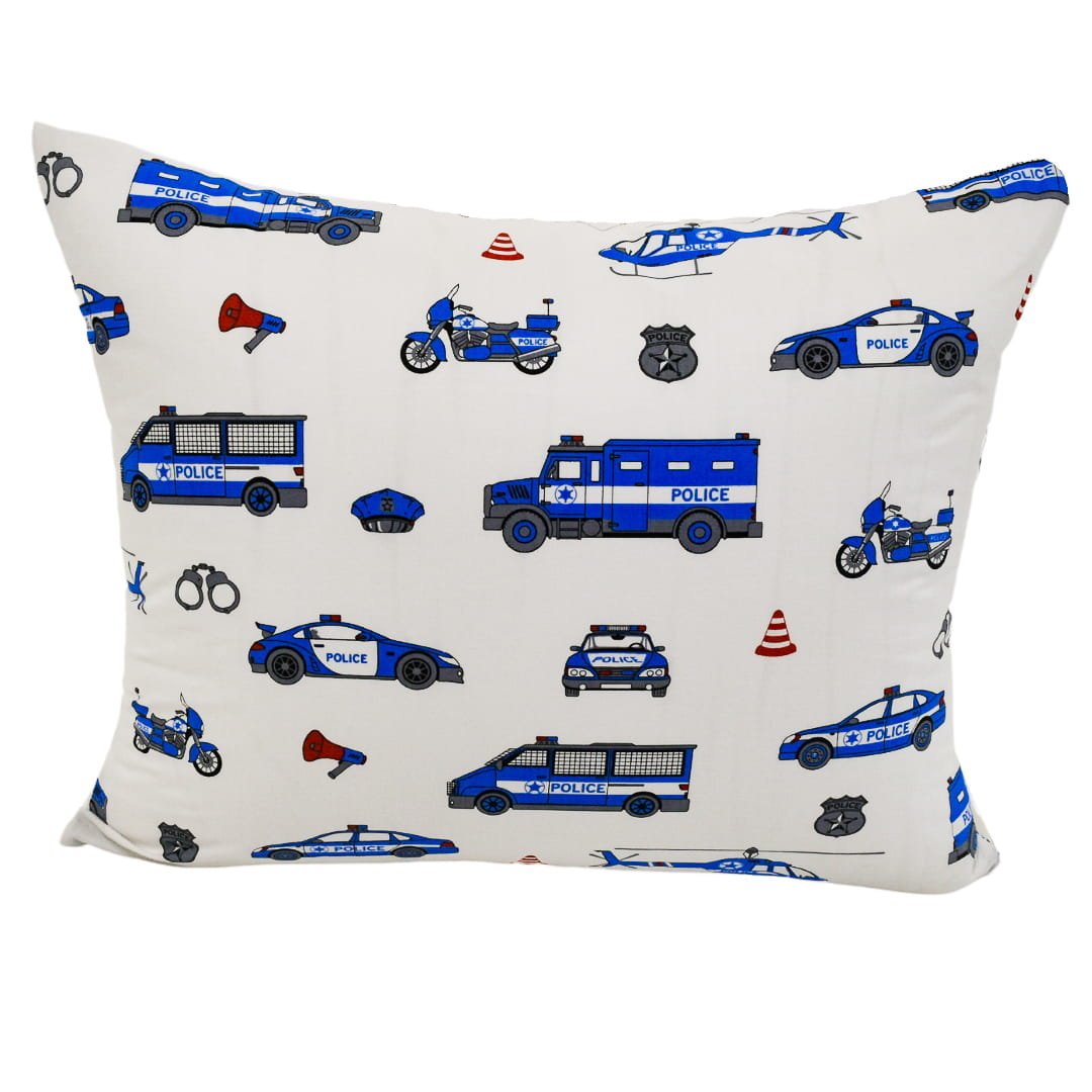 Poszewka Dziecięca 50x70 Bawełniana Policja Na Białym Wysoka Jakość Polski Producent