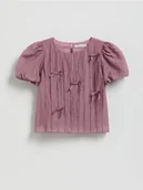 Bluzki dla dziewczynek - Reserved - Bluzka z kokardkami - jasnofioletowy - miniaturka - grafika 1