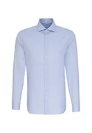Koszule męskie - Seidensticker Męska koszula biznesowa – niewymagająca prasowania, taliowana koszula w talii – długi rękaw – kołnierz Kent – 100% bawełna, niebieski, 43 - miniaturka - grafika 1