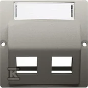 Klawisze i ramki - Kontakt Simon KONTAKT_SIMON Plakietka podwójnego gniazda teleinformatycznego skośna z opisem BASIC Satyna BMGKS2P/29 - miniaturka - grafika 1