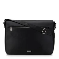 Torebki damskie - Męska torba na laptopa 13” z matowej ekoskóry na ramię czarna - miniaturka - grafika 1