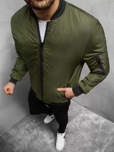 KURTKA PRZEJŚCIOWA MĘSKA BOMBERKA KHAKI OZONEE JS/AK95 - Ozonee - Kurtki męskie - miniaturka - grafika 1