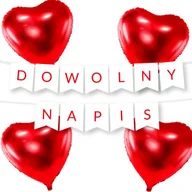 Balony i akcesoria - Zestaw Balonów - Dowolny Napis Walentynki Czerwone Serca - miniaturka - grafika 1