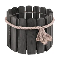 Donice - Donica Ogrodowa Doniczka Osłonka Okrągła Drewniana Grafit 28 x 20 cm - miniaturka - grafika 1