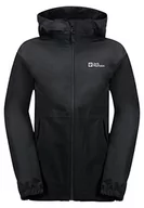 Kurtki i płaszcze dla chłopców - Jack Wolfskin Unisex Stormy Point kurtka, czarna, 140 - miniaturka - grafika 1