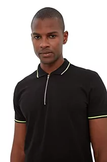 Koszulki męskie - Trendyol Męska koszulka polo Regular Basic z dzianiny polo czarne, Czarny, XL - grafika 1