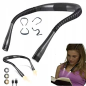 Latarki - LAMPKA LED DO CZYTANIA KSIĄŻEK NA SZYJĘ 3 BARWY AKUMULATOR ELASTYCZNA USB - miniaturka - grafika 1