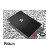 Brodziki prysznicowe - Brodzik prysznicowy Vulcano Line Slim Black 80x125 cm z żywicy syntetycznej i proszku marmurowego z wolnym odpływem - FRASCIO - miniaturka - grafika 1