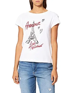 Love Moschino Koszulka damska Boxy Fit Short Sleeved Stretch Cotton Jersey T-Shirt, optical white, 44 - Koszulki i topy damskie - miniaturka - grafika 1
